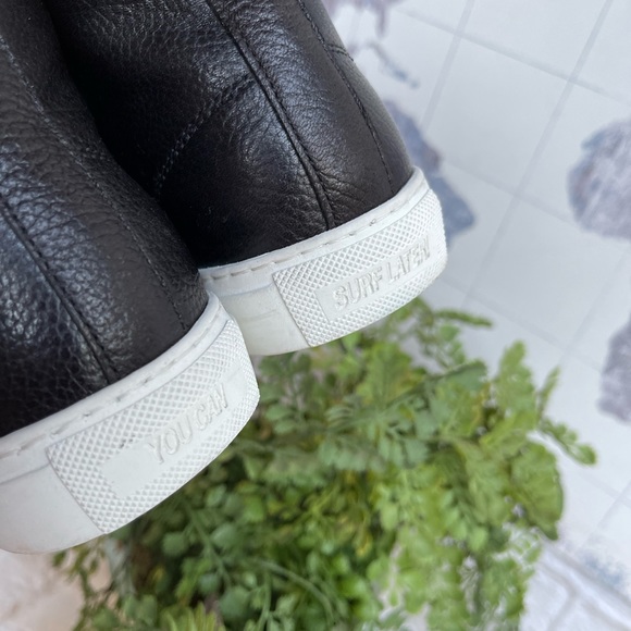 P448 STAR LEATHER HIGH TOP SNEAKER in Pleo Black Leather 35/5 - Picture 3 of 12